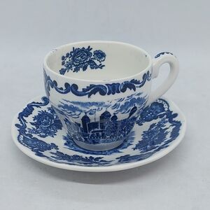 Enoch Wedgwood Royal Homes of Britain Small Cup and Saucer Blue White